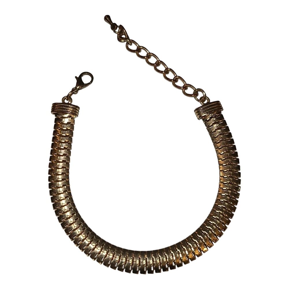 Vintage‎ Gold Tone Snake Chain Bracelet 7.5"-9.5"